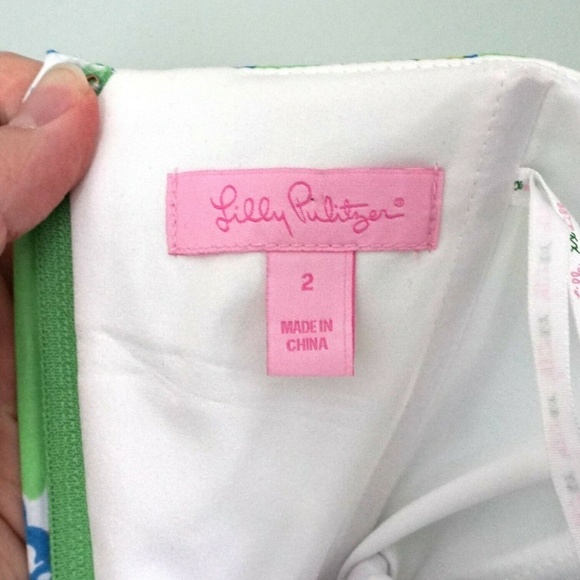 LILLY PULITZER Green Pink White Floral Dress Sz 2 - Picture 4 of 5